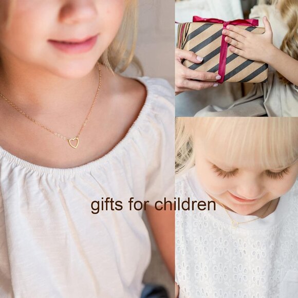 Gold Heart 18k Gold Plated Beaded Chain Choker Necklace for Women Girls - Picture 5 of 8